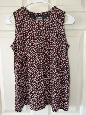 Celebrate Together Black & Pink Heart Print Tank Top